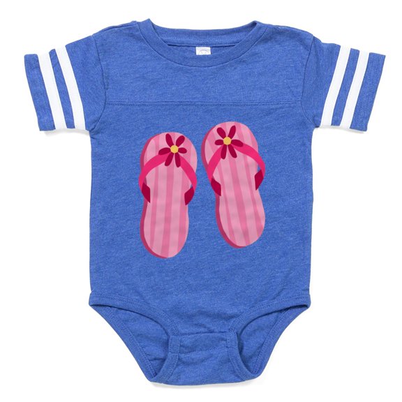 CafePress - Pink Flip Flops - Cute Infant Baby Football Bodysuit