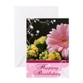 thumbnail image 1 of CafePress - Pink Floral Birthday Card Greeting Cards - Greeting Card, Blank Inside Glossy, 1 of 3