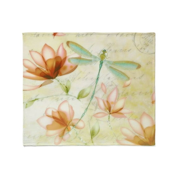 CafePress - Pink Flowers And Dragonfly Throw Blanket - Soft Fleece Throw Blanket, 50"x60" for All Ages