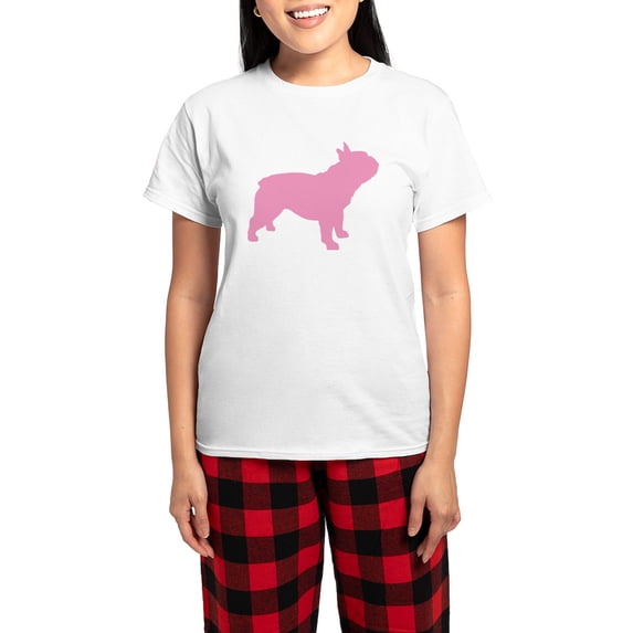 CafePress - Pink French Bulldog Women's Light Pajamas - Women's Short Sleeve Print T-Shirt and Pants Light Cotton Pajama Set
