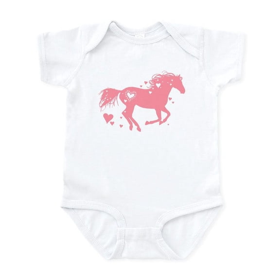 CafePress - Pink Galloping Heart Horse Body Suit - Baby Light Bodysuit, Size Newborn - 24 Months