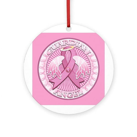 CafePress - Pink Guardian Angel -  Round Wood Ornament 4"