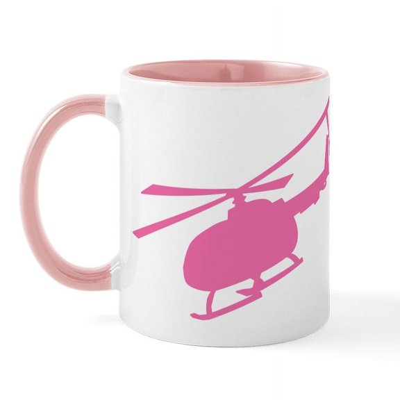 CafePress - Pink Helicopter Mug - 11 oz Ceramic Mug - Novelty Coffee Tea Cup