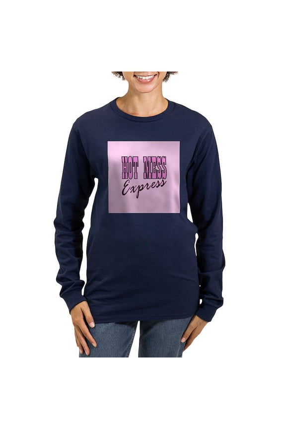 - Pink Hot Mess Express Long Sleeve T Shirt - Women's Long Sleeve Graphic Tee Casual Fit