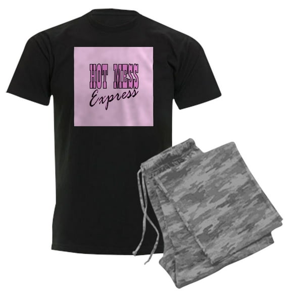 CafePress - Pink Hot Mess Express Men's Dark Pajamas - Men's Dark Loose Fit Cotton Pajama Set