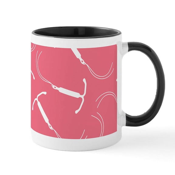 CafePress - Pink IUD Pattern Mugs - 11 oz Ceramic Mug - Novelty Coffee Tea Cup