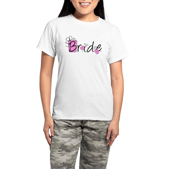 CafePress - Pink Lady Bride Women's Light Pajamas - Women's Short Sleeve Print T-Shirt and Pants Light Cotton Pajama Set