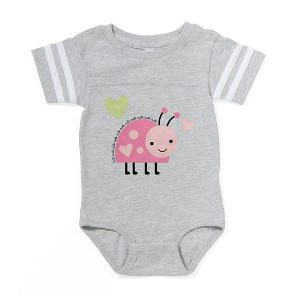 CafePress - Pink Ladybug - Cute Infant Baby Football Bodysuit
