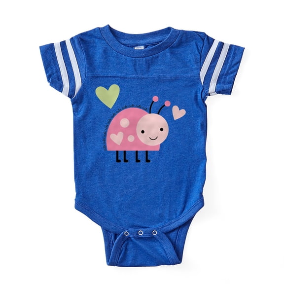 CafePress - Pink Ladybug - Cute Infant Baby Football Bodysuit