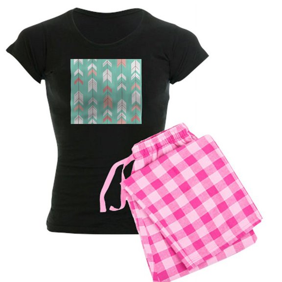 CafePress - Pink Mint Arrows Pattern Pajamas - Women's Dark Pajamas