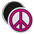 thumbnail image 1 of CafePress - Pink Peace Sign Magnet - 2.25" Round Magnet, Refrigerator Magnet, Button Magnet Style, 1 of 3
