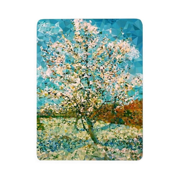 CafePress - Pink Peach Tree Low Poly - Large Sherpa Fleece Throw Blanket 80" x 60"