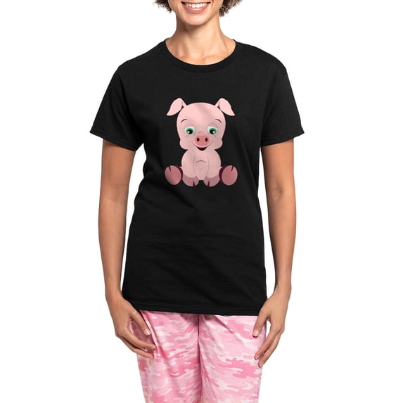 CafePress - Pink Pig Women's Dark Pajamas - Women's Short Sleeve Print T-Shirt and Pants Dark Cotton Pajama Set