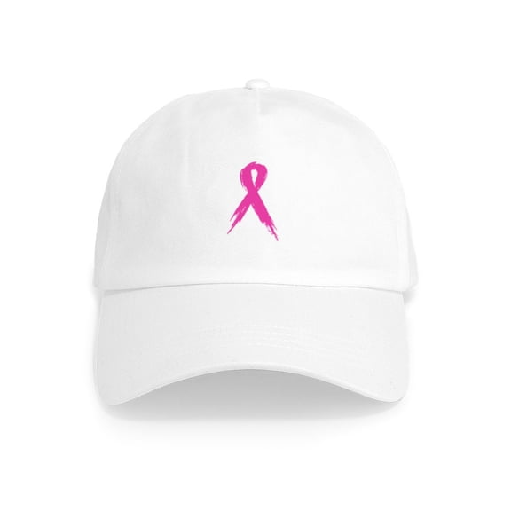 CafePress - Pink Ribbon Cap - Adjustable 100% Brushed Unisex Casual Cotton Baseball Cap, Beige, 1