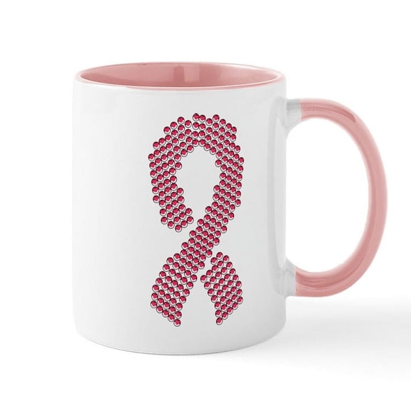 CafePress - Pink Ribbon Jewel Collage - 11 oz Ceramic Mug - Novelty Coffee Tea Cup