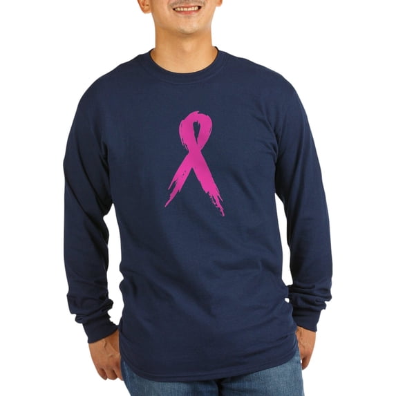 CafePress - Pink Ribbon Long Sleeve Dark T Shirt - Long Sleeve Dark T-Shirt