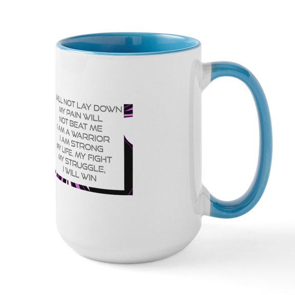 CafePress - Pink Ribbon, The Fight Large Mug - 15 oz Ceramic Large White Novelty Mug