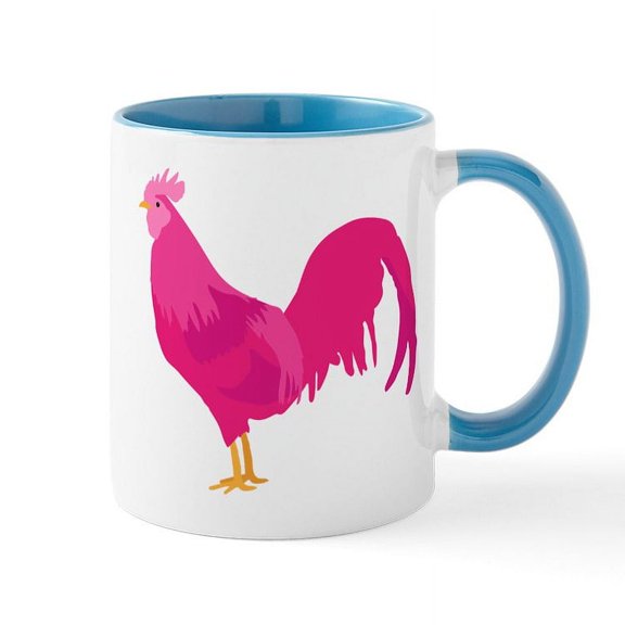CafePress - Pink Rooster - 11 oz Ceramic Mug - Novelty Coffee Tea Cup