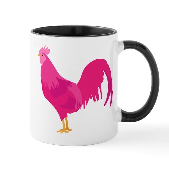 CafePress - Pink Rooster - 11 oz Ceramic Mug - Novelty Coffee Tea Cup