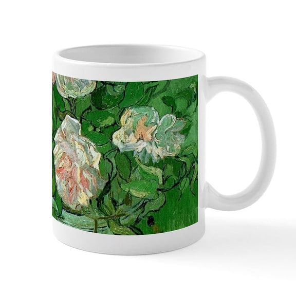 CafePress - Pink Roses By Vincent Van Gogh Mugs - 11 oz Ceramic Mug - Novelty Coffee Tea Cup