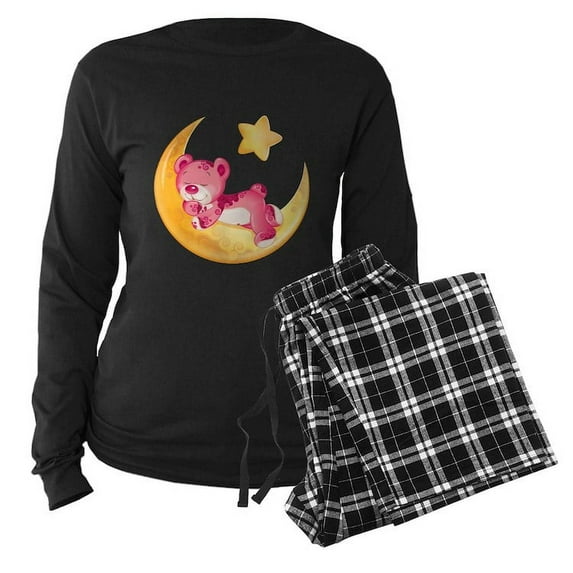 CafePress - Pink Sleepy Teddy On M - Women's Long Sleeve Dark Pajamas