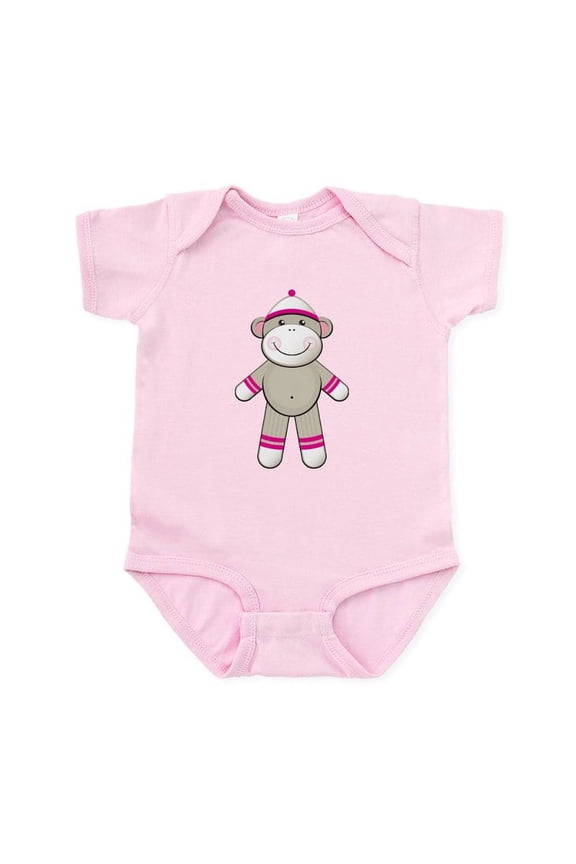 - Pink Sock Monkey Infant Bodysuit - Baby Light Bodysuit, Size Newborn - 24 Months