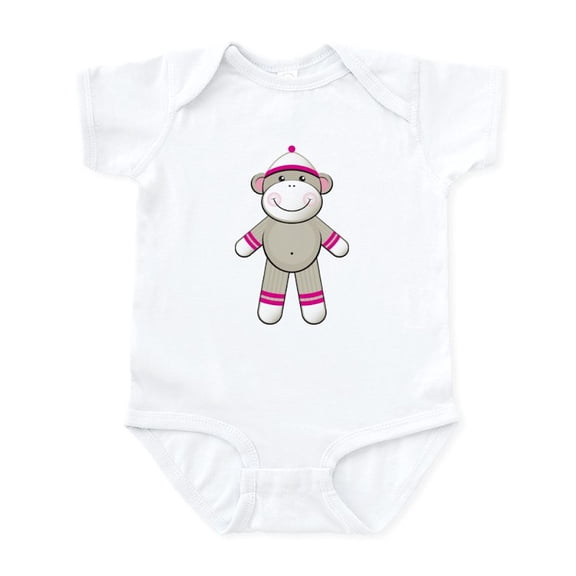 CafePress - Pink Sock Monkey Infant Bodysuit - Baby Light Bodysuit, Size Newborn - 24 Months