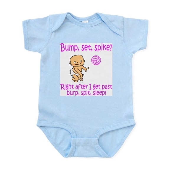 CafePress - Pink Volleyball Burp, Spit, S Infant Creeper - Baby Light Bodysuit, Size Newborn - 24 Months