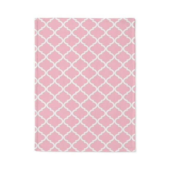 CafePress - Pink White Quatrefoil Pattern - Soft Fleece Throw Stadium Blanket, 30"x40"