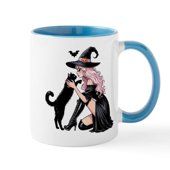 CafePress - Pink Witch - 11 oz Ceramic Mug - Novelty Coffee Tea Cup