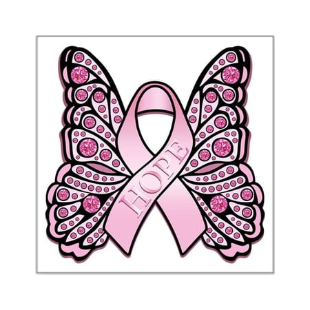 CafePress - Pinkhopebutterflybtr Square Sticker 3 X 3 - Square Sticker 3" x 3"