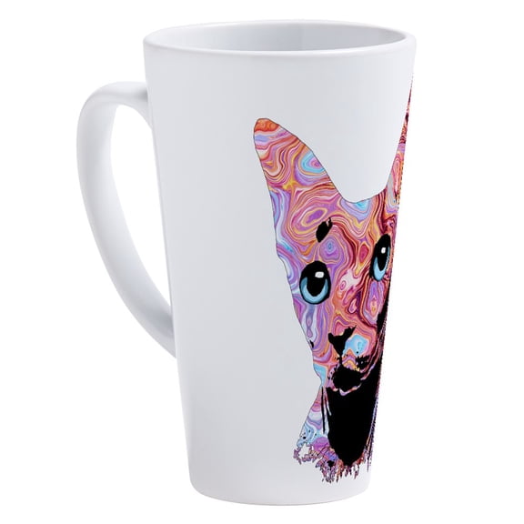 CafePress - Pinky Sphynx Cat 683 - 17 Oz White Ceramic Latte Mug