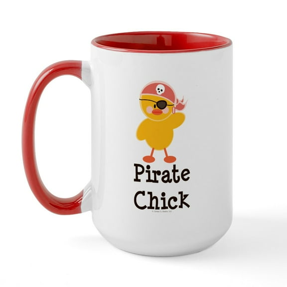CafePress - Pirate Chick Large Mug - 15 oz Ceramic Large White Novelty Mug
