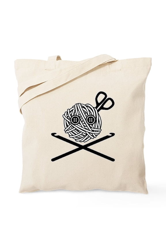 - Pirate Crochet Tote Bag - Unisex Canvas Tote Bag, Beige, 1-Piece
