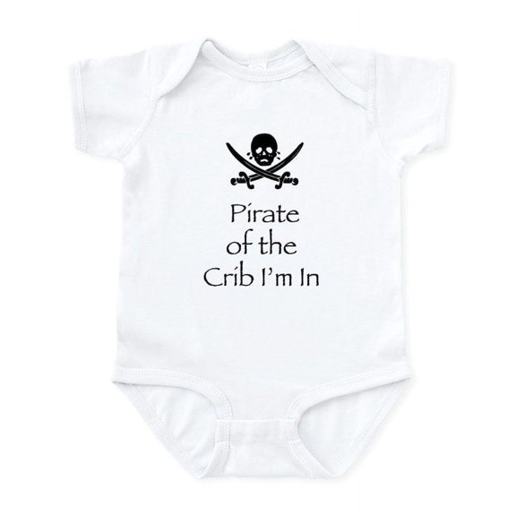 CafePress - Piratecribinblk Body Suit - Baby Light Bodysuit, Size Newborn - 24 Months