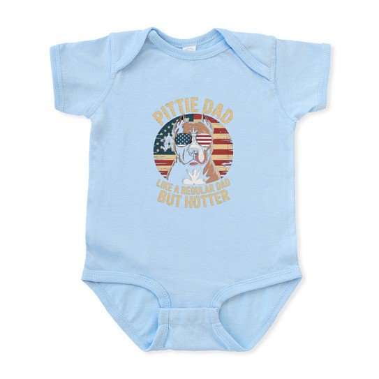 CafePress - Pitbull Dog American Flag Patriotic Dad Fathers Da - Cute Infant Baby Bodysuit Romper