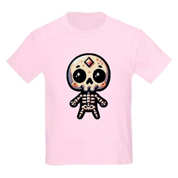 CafePress - Pixel Art Skeleton Kids T Shirt - Light Classic Kids Graphic, Short Sleeve T-Shirt, Sizes XS-XL