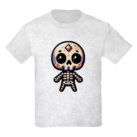 CafePress - Pixel Art Skeleton Kids T Shirt - Light Classic Kids Graphic, Short Sleeve T-Shirt, Sizes XS-XL