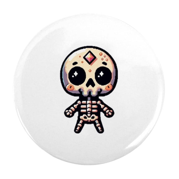 CafePress - Pixel Skeleton - 2.25" Round Magnet, Refrigerator Magnet, Button Magnet Style