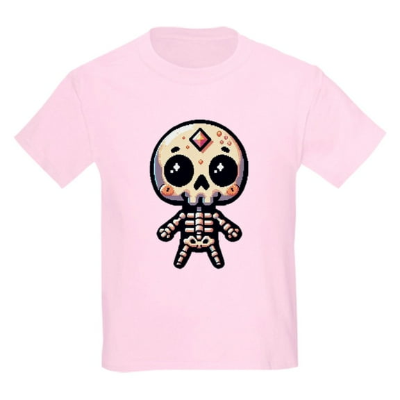 CafePress - Pixel Skeleton Kids T Shirt - Light Classic Kids Graphic, Short Sleeve T-Shirt, Sizes XS-XL