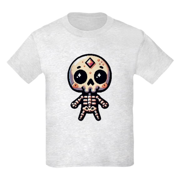 CafePress - Pixel Skeleton Kids T Shirt - Light Classic Kids Graphic, Short Sleeve T-Shirt, Sizes XS-XL