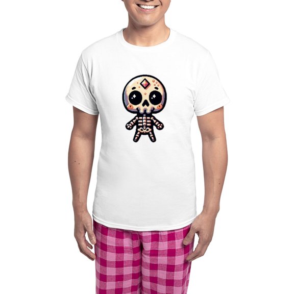 CafePress - Pixel Skeleton - Men's Light Loose Fit Cotton Pajama Set
