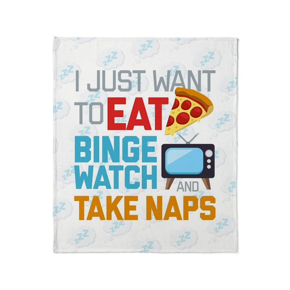 CafePress - Pizza Binge Naps Emoji Throw Blanket - Soft Fleece Throw Blanket, 50"x60" for All Ages