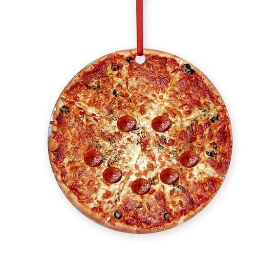 CafePress - Pizza Face - Round Wood Ornament 4"