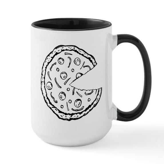 CafePress - Pizza Large Mug - 15 oz Ceramic Large White Novelty Mug
