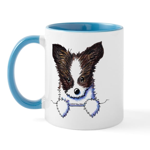 CafePress - Pkt Papillon Puppy Mug - 11 oz Ceramic Mug - Novelty Coffee Tea Cup