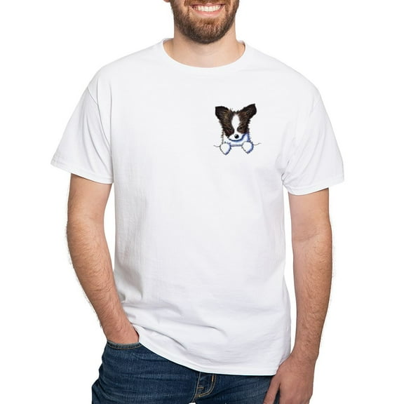 CafePress - Pkt Papillon Puppy White T Shirt - Men's White Classic Cotton T-Shirts