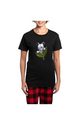 - Platinum Skye Terrier Women's Dark Pajamas - Women's Short Sleeve Print T-Shirt and Pants Dark Cotton Pajama Set