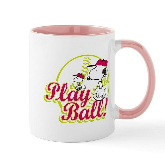 CafePress - Play Ball Snoopy Mug - 11 oz Ceramic Mug - Novelty Coffee Tea Cup