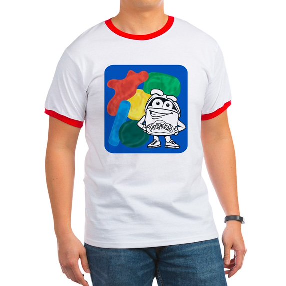 CafePress - Play Doh Can Splatter T Shirt - 100% Cotton Ringed T-Shirt